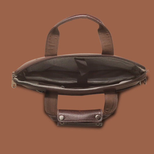 Vedantix Genuine Leather Brown Laptop Messenger Bag For Men